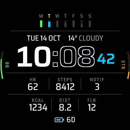 Week Grid on the Instinct 3 AMOLED 50 mm